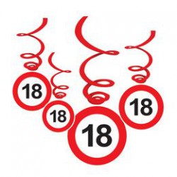 18-as Sebességkorlátozó Születésnapi Spirális Függő dekoráció - 6 db-os