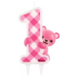 Pink Teddy, Első születésnap csillámos tortagyertya