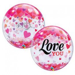 56 cm-es Love You Confetti Hearts Szerelmes Bubble Lufi