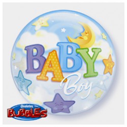 56 cm-es Baby Boy Moon és Stars Bubble Bébi Lufi Babaszületésre