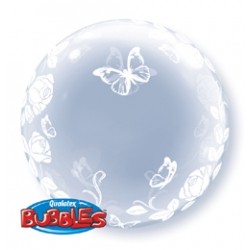 61 cm-es Elegant Roses and Butterflies - Rózsás és Lepkés Deco Bubbles Lufi