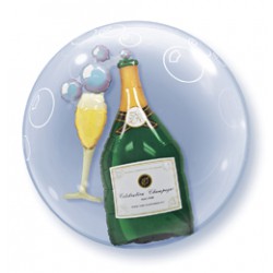 61cm-es Pezsgősüveg és Pohár - Bubbles Champagne Double Bubble Lufi
