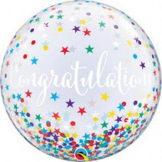 56 cm-es Gratulálok - Congratulations Confetti Stars Bubble Lufi