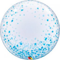 61 cm-es Kék Konfetti Pöttyös Mintás Deco Bubbles Lufi