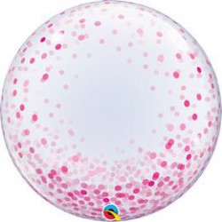 61 cm-es Pink Konfetti Pöttyös Mintás Deco Bubbles Lufi
