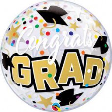 56 cm-es Congrats Grad Stars & Dots Bubble Lufi