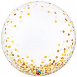 61 cm-es Arany Konfetti Pöttyös Mintás Deco Bubbles Lufi