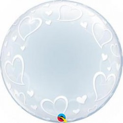 61 cm-es Stylish Hearts Szives Deco Bubbles Lufi