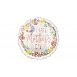 45 cm-es Happy Mother's Day feliratú madárkás fólia lufi