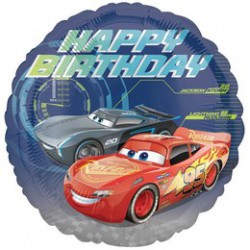 46 cm-es Cars - Happy Birthday - Verdák Szülinapi Fólia Lufi