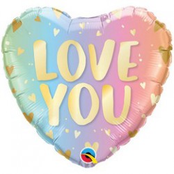 46 cm-es Love You Pastel Ombre & Hearts Szív Fólia Lufi