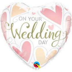 46 cm-es On Your Wedding Day Hearts Esküvői Szív Fólia Lufi