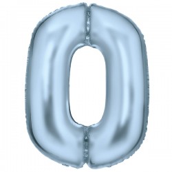 86 cm-es  Pastel Blue, Kék 0-ás szám fólia lufi