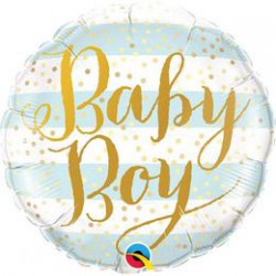 46 cm-es Baby Boy Blue Stripes Fólia Lufi Babaszületésre
