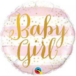 46 cm-es Baby Girl Pink Stripes Fólia Lufi Babaszületésre