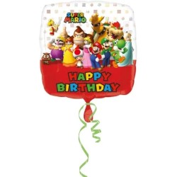43 cm-es Super Mario Happy Birthday fólia lufi
