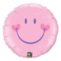 46 cm-es Mosolygó Arc, Lány - Sweet Smile Face - Pink Baby Fólia Lufi