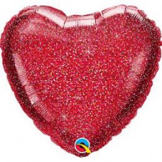 46 cm-es Glittergraphic Red Szív Fólia Lufi