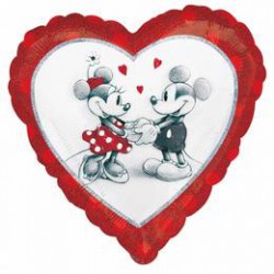 46 cm-es Mickey & Minnie Love Holographic Fólia Lufi