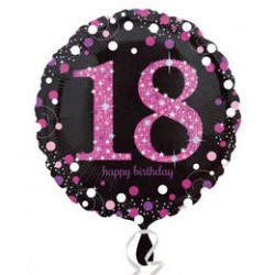 46 cm-es 18-as Happy Birthday Pink Celebration Prismatic Születésnapi Fólia Lufi
