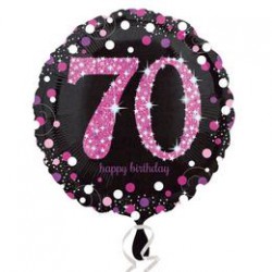 46 cm-es 70-es Happy Birthday Pink Celebration Prismatic Születésnapi Fólia Lufi
