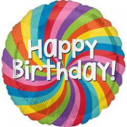 46 cm-es Happy Birthday Rainbow Wheel - Szivárvány Színes Születésnapi Fólia Lufi