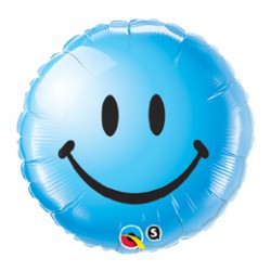 46 cm-es Kék Mosolygós Arc - Smile Face Blue Fólia Lufi