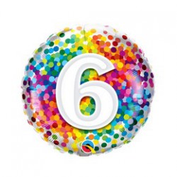 46 cm-es 6 Rainbow Confetti Szülinapi Fólia Lufi