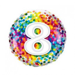 46 cm-es 8 Rainbow Confetti Szülinapi Fólia Lufi