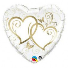 46 cm-es Entwined Hearts Gold Esküvői Szív Fólia Lufi