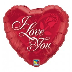 46 cm-es Rózsás Szív - I Love You Red Rose Szerelmes Fólia Lufi