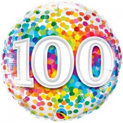 46 cm-es 100 Rainbow Confetti Szülinapi Fólia Lufi
