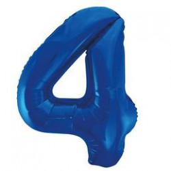 86 cm-es 4 Kék - Blue Szám Alakú Super Shape Fólia Lufi