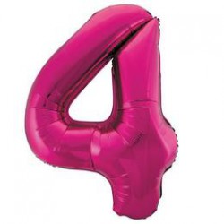 86 cm-es 4 Rózsaszín - Pink Szám Alakú Super Shape Fólia Lufi