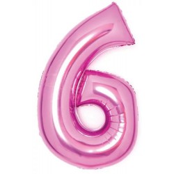66 cm-es Pink, Rózsaszín 6-os szám fólia lufi