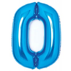 66 cm-es  Blue, Kék 0-ás szám fólia lufi