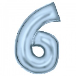 86 cm-es  Pastel Blue, Kék 6-os szám fólia lufi