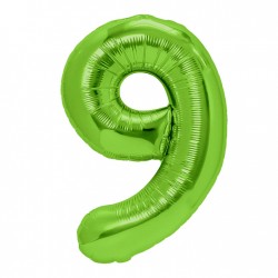 86 cm-es óriás zöld fólia lufi szám,  9-es