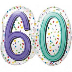 60-as szám Rainbow Birthday Szülinapi Számos Super Shape Fólia Lufi