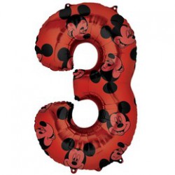 66 cm-es Mickey Egér - Mickey Mouse Mintás Number 3 Red Számos Fólia Lufi