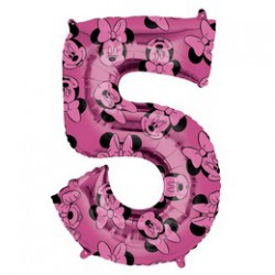 66 cm-es Minnie Egér - Minnie Mouse Mintás Number 5 Pink Számos Fólia Lufi