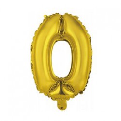 40 cm-es 0-ás alakú - Arany Számos Minishape Fólia Lufi