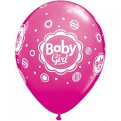 28 cm-es Baby Girl Dots - Pöttyös Pink Lufi Babaszületésre 1 db