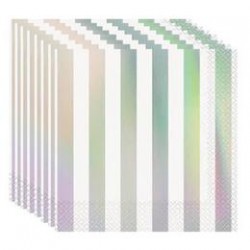 Fényes Csíkos Ezüst - Hologramos Szalvéta - 33 cm x 33 cm, 16 db-os