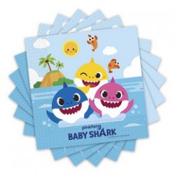 Baby Shark Parti Szalvéta - 20 db-os, 33 cm x 33 cm