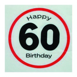 Happy Birthday 60-as Sebességkorlátozó Szülinapi Parti Szalvéta - 33 x 33 cm, 20 db-os