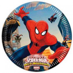 Ultimate Spiderman Web-Warriors - Pókember Parti Tányér - 19,5 cm, 8 db-os